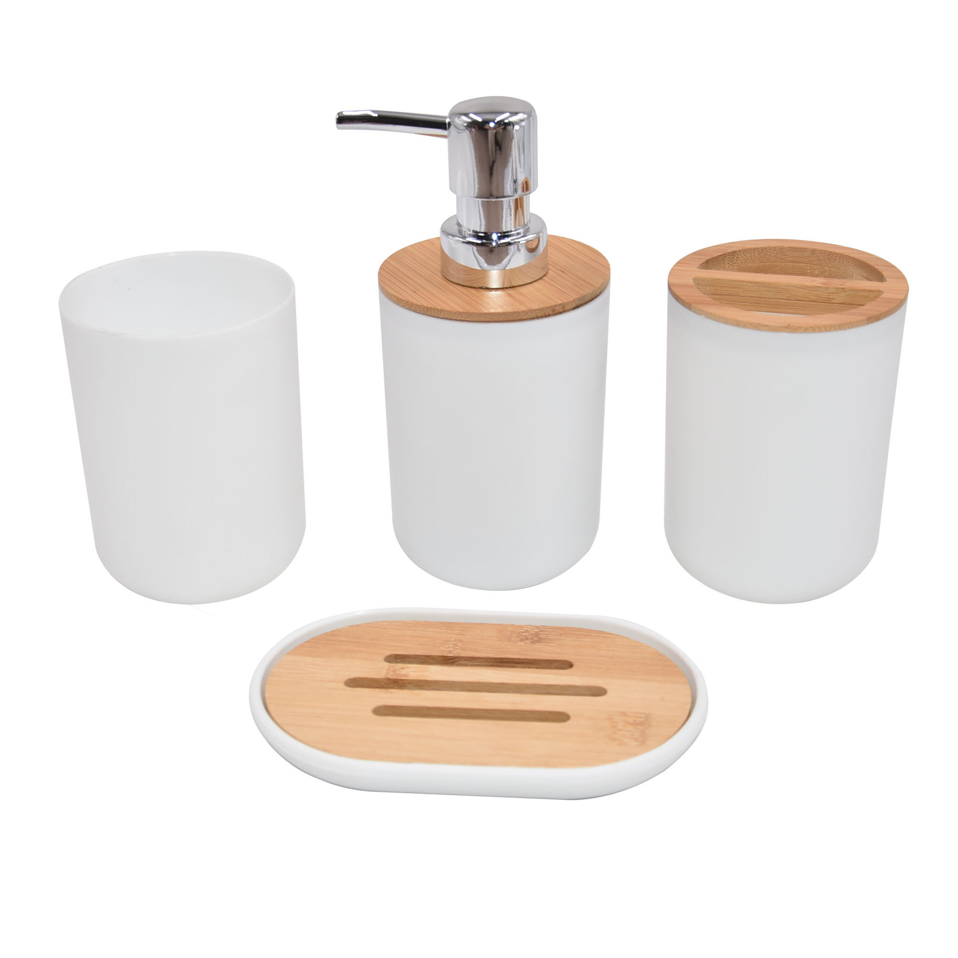 Bamboo Toothbrush Set - Modern Bambu Banyo Aksesuar Seti, Sabunluk