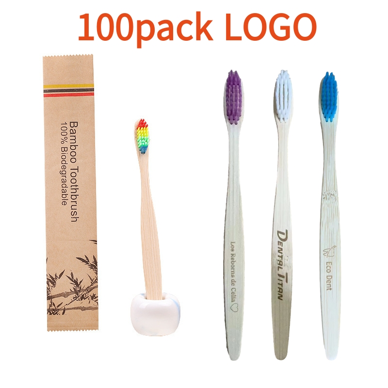 Bamboo Toothbrush Set - 100 adet Özel Logo Çocuklar Bambu